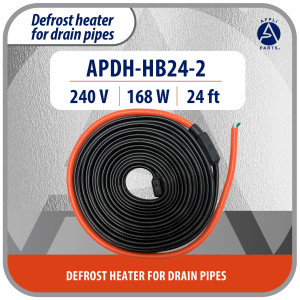 Appli Parts APDH-HB24-2 Pipe and Drain Heater Cable 240 V, 168 W, 24 ft, Anti-Freeze Heating Cable for Cold Room, Walk-In Cooler, Freezer and Refrigeration, 7 W/ft