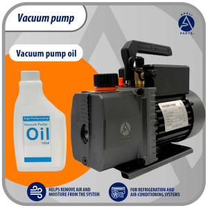 Appli Parts APVCP-313 HVAC Vacuum Pump 3.0 CFM 1/4 HP 1 Stage 115/220 V 50-60 Hz for Heating, Air Conditioning, Automotive AC and Refrigeration, 1/4 and 3/8 in Inlets