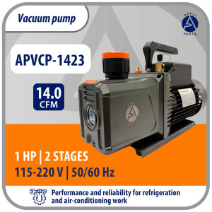 Appli Parts APVCP-1423 HVAC Vacuum Pump 14.0 CFM 1 HP 2 Stage 115/220 V 50-60 Hz for Heating, Air Conditioning, Automotive AC and Refrigeration, 1/4 and 3/8 in Inlets