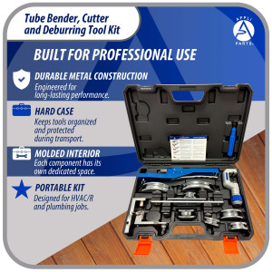 Appli Parts APT-TB999 Doblador, Cortador de Tubo y Desbarbador para tuberias de 1/4, 5/16, 3/8, 1/2, 5/8, 3/4, 7/8 pulg de Cobre, Aluminio, PVC y otros materiales blandos