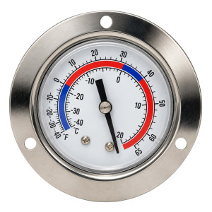 Appli Parts APTT-ACD Analog Thermometer for Walk-In Coolers and Freezers, Dual Scale -40 to 65 F / -40 to 20 C, 3 in Front Flange, 2.1 in Dial
