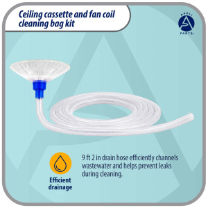 Appli Parts APCC-4848A Ceiling Cassette and Fan Coil Cleaning Bag Kit 47.2 x 47.2 in, reusable, waterproof, with 9 ft 2 in drain hose, replaces model 536