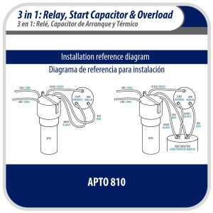 Appli Parts APTO-810 1/12 to 1/5 Hp, 115 V, 3 in 1 Solid State Hard Start Relay, Capacitor and Overload for compressors, replaces RCO-810