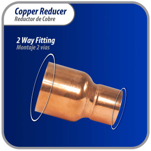Appli Parts AP-R034012 Reductor de Cobre de 3/4x1/2 pulg Conexiones CxC soldadas para aplicaciones de refrigeracion, aire acondicionado y plomeria Tuberia de cobre ACR y Tipo L