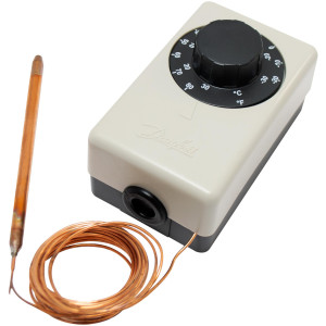 Danfoss 060H1708 UT 72 Thermostat, -22 to 85 F, Copper 10 ft Capillary tube, Auto Reset, SPDT, IP20 Enclosure