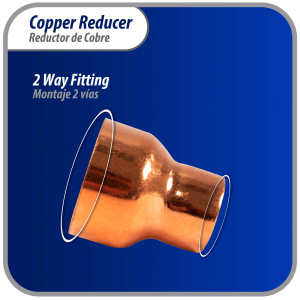 Appli Parts AP-R138078 Reductor de Cobre de 1-3/8x7/8 pulg Conexiones CxC soldadas para aplicaciones de refrigeracion, aire acondicionado y plomeria Tuberia de cobre ACR y Tipo L
