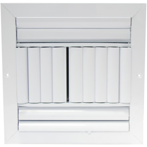Laminaire L-CL4M1414 14x14 4-Way, White, Curved Blade, Ceiling Diffuser with ML Damper