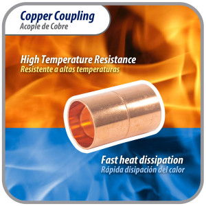 Appli Parts AP-A058 5/8 in Wrot Copper Coupling fitting CxC Sweat connections for refrigeration, air conditioning and plumbing applications ACR and Type L copper pipe