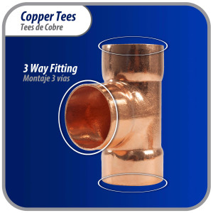 Appli Parts AP-T118B5 1-1/8 pulg Tee de Cobre Conexiones CxCxC soldadas para aplicaciones de refrigeracion, aire acondicionado y plomeria Tuberia de Cobre ACR y Tipo L (5 x Bolsa)