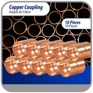 Appli Parts AP-A078B10 7/8 pulg Anillo de Cobre Accesorios de tuberia de cobre CxC Conexiones soldadas para aplicaciones de refrigeracion, aire acondicionado, plomeria Tuberia ACR y tipo L, 10x Bolsa
