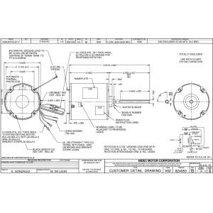 US Motors 1/2 hp 1625 rpm, 4 polos, 1 eje, TEAO Cerramiento, 1 velocidad, 5.6 diametro, CCW, Lead End, Reversible, 208-230 V, 60 hz, 1 ph, 5 mfd/370 VAC Capacitor 1892 K055TFS8717012B