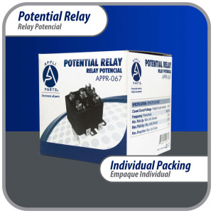 Appli Parts APPR-067 Potential Relay 067, Coil Voltage 420 V, Min Pick up 295 V, Max Pick up 315 V, Max Drop Out 125 V, 50/60 Hz Universal replacement for HVAC and Refrigeration units