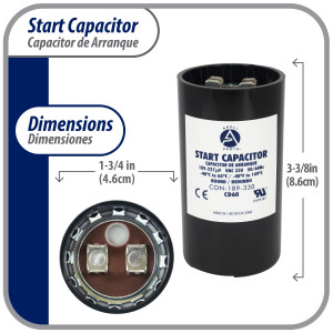 Appli Parts CON-189-330 Capacitor de Arranque 189-227 MFD (microfaradios) uF, 330 VAC. Universal para Motores Electricos, condensador de arranque de 4.6 cm de Diametro, 8.6 cm de Alto