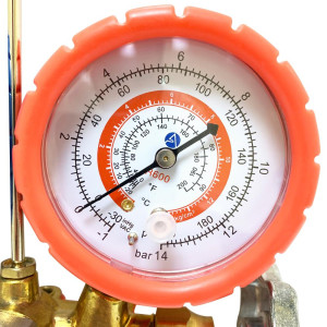 Appli Parts APMG-A4B36S Compatible with R600, Manifold Gauge Set, Brass Body with Sight-glass, Includes 36 in Hose Set 1/4in SAE, Dual Pressure psi/Bar, Dual Temperature Fahrenheit/Celsius Scales 