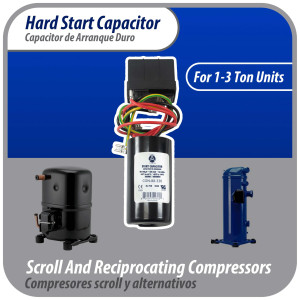 Appli Parts APHS-1 1 to 3 TON Hard Start kit 208-244 V, 1 Ph for air conditioner includes Capacitor 88-108mfd 330V and Potential Relay for Air Conditioner scroll and reciprocating compressors 