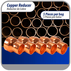 Appli Parts AP-R158118 Reductor de Cobre de 1-5/8x1-1/8 pulg Conexiones CxC soldadas para aplicaciones de refrigeracion, aire acondicionado y plomeria Tuberia de cobre ACR y Tipo L