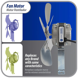 Appli Parts APFM-101E Motor Ventilador 10W Condensador y Evaporador 115V 60Hz 0.65A, Incluye Aspa de Aluminio de 23cm y Base de Montaje, Repuesto Universal para Equipos de Refrigeracion Comercial