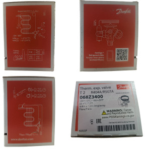 Danfoss 068Z3400 1/6 - 4.5TR Expansion Valve Body, T 2, R404A,R507A, 3/8x1/2 in, Flare, Internal Equalized, Single-flow, -40 to 50 F, Capacity determined by Orifice size Sold Separately, 068Z3508