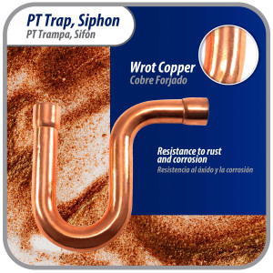 Appli Parts AP-PT058 Sifon de Cobre de 5/8 pulg Trampa de Aceite CxC Conexiones soldadas para aplicaciones de refrigeracion, aire acondicionado y plomeria Tuberia de Cobre ACR y tipo L
