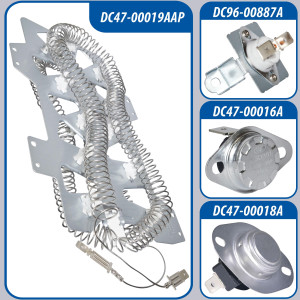 DC47-00019A Appli Parts Kit Resistencia Secadora DC47-00019AKAP 
Incluye: DC47-00019AAP Resistencia, DC47-00018AAP Termostato, DC96-00887AAP Fusible, DC47-00016AAP Fusible