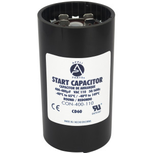 Appli Parts CON-400-110 Capacitor de Arranque 400-480 MFD (microfaradios) uF, 110-125 VAC. Universal para Motores Electricos, condensador de arranque de 4.6 cm de Diametro, 8.6 cm de Alto