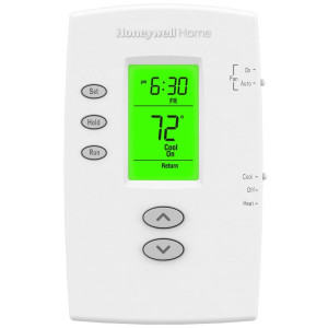 Honeywell TH2110DV1008/U PRO 2000 Vertical Programmable Thermostat for Air Conditioning Systems 1 Heat/1 Cool Heat Pump Systems, 1 Heat/1 Cool Conventional Systems 5-2 Day Programming LCD Screen