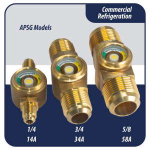 Appli Parts APSG-14A Visor de Liquido 1/4 pulg Flare e Indicador de Humedad con conexiones Rosca con cuerpo solido para Sistemas de Refrigeracion y Aire Acondicionado