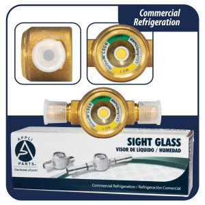 Appli Parts APSG-14A Visor de Liquido 1/4 pulg Flare e Indicador de Humedad con conexiones Rosca con cuerpo solido para Sistemas de Refrigeracion y Aire Acondicionado