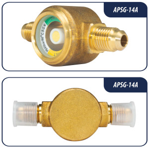 Appli Parts APSG-14A Visor de Liquido 1/4 pulg Flare e Indicador de Humedad con conexiones Rosca con cuerpo solido para Sistemas de Refrigeracion y Aire Acondicionado