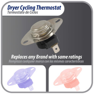 Appli Parts APDT-L250 Termico Secadora L-250-40F, limite alto Abre a 250 F, sensor interruptor de limite o termostato de 2 terminales, reemplazo para WH4X584 APDT-L250
