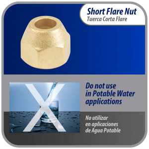Appli Parts APFN-38 Copa tuerca cortas de laton de 3/8 de diametro exterior flare para usar con tuberias de cobre, laton, aluminio o acero en aplicaciones de plomeria y climatizacion de lineas de gas