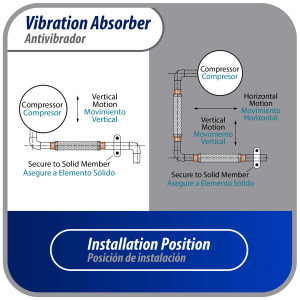 Appli Parts APVE-34 Antivibrador 3/4 pulg Soldable Eliminador de Vibracion 25cm Largo 450psi presion maxima de trabajo y 3.265psi presion de rotura