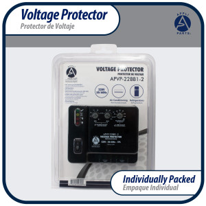 Appli Parts APVP-22BB1-2 220 V Voltage Surge Protector with Adjustable Range and Reconnecting Time, 50-60Hz 1Ph 30A works with all electric appliances and units with rated electrical consumption