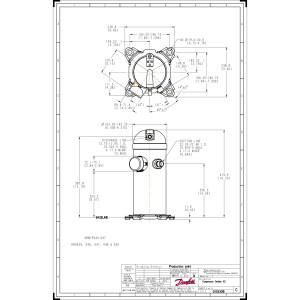 Danfoss HRH040U2LP6 3.3 tons 40.000 btu/h Compatible con R410A, Compresor Scroll para Aire Acondicionado 208-230/3/60 (V/Ph/Hz) Descarga 1/2 pulg, Succion 7/8 pulg, ODF, PVE Oil 121L1273, 121L1276