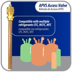 Appli Parts 10 Unidades Valvula de acceso de 1/4 SAE x 1/4 pulg OD x con vastago de cobre de 8cm de largo con nucleo y tapa de laton con removedor de nucleo y empacadura APVS-14143K10