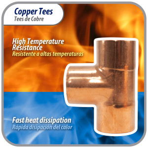 Appli Parts AP-T138 1-3/8pulg Tee de Cobre Conexiones CxCxC soldadas para aplicaciones de refrigeracion, aire acondicionado y plomeria Tuberia de Cobre ACR y Tipo L