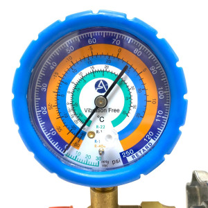 Appli Parts APMG-A2L Low Pressure Compatible with R12, R134a, R22, R404A, Analog Single Manifold Celsius Temperature Scale 