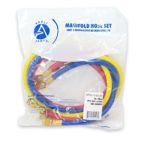 Appli Parts APMG-H36630 36 in Long 1/4 in SAE, 3pcs Refrigerant Hoses for use with HVAC Manifold gauges, Multiple Refrigerant, rated 600-3000 psi for Charging and Servicing Refrigeration systems