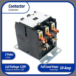Appli Parts APAC-330120 Heavy Duty Contactor 3 Poles 30A 120V Coil Replacement for AC Compressors and Electrical Applications UL Certified E476929