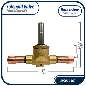 Appli Parts APSOV-38CS Cuerpo Valvula Solenoide Cuerpo 3/8 pulg ODF Soldable, normalmente cerrada NC, Bobina no incluida para refrigerante tipo CFC, HCFC y HFC