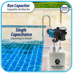 Appli Parts Run Capacitor for electric motors 30 Mfd uF (microfarads) 250VAC Plastic Case with terminals CBB60 Round Universal fit water pumps and others 3-3/8 in High 1-3/4 in Wide CON-30-250-P