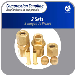 Appli Parts APWF-100BC 1/4 in Brass Compression Fitting reduction coupling for in line water filter with Male 3/8 in NPT connection for Copper or PVC tubing