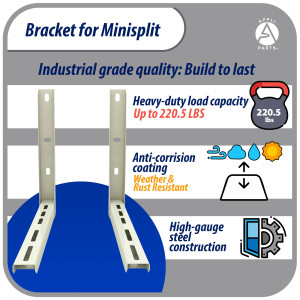 Appli Parts APAB-2100 Soporte de Montaje en Pared para Mini Split, Soporte Robusto para Condensador hasta 100 Kg, Universal para Unidad Exterior desde 5,000 hasta 36,000 BTU con Kit de instalacion