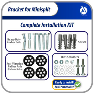 Appli Parts APAB-2100 Soporte de Montaje en Pared para Mini Split, Soporte Robusto para Condensador hasta 100 Kg, Universal para Unidad Exterior desde 5,000 hasta 36,000 BTU con Kit de instalacion