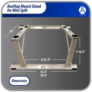 Appli Parts APAB-4335 Soporte de Montaje para Techo/Azotea Minisplit 9000 a 24000 BTU Soporta 150 kg (335 lb) Ajustable de 10 a 45 Grados Incluye Almohadillas Antivibracion y Kit de Instalacion
