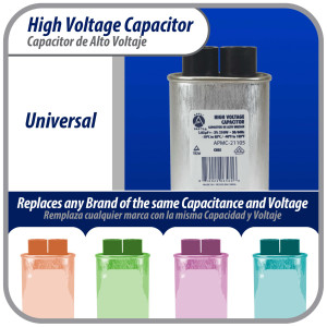 Appli Parts APMC-21105 1.05uf mfd (microfarads) High Voltage Microwave capacitor 2100V 50/60Hz CH85 21105 Universal Replacement for Multiple Brands NO PCB 