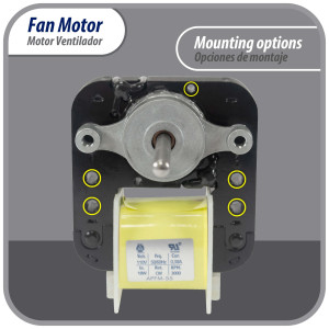 Appli Parts APFM-55 18 W Motor Ventilador, 110 V, 50/60 Hz, 0.38 A, 3000 rpm, rotacion CW remplazo Universal para Evaporadores, no incluye aspa