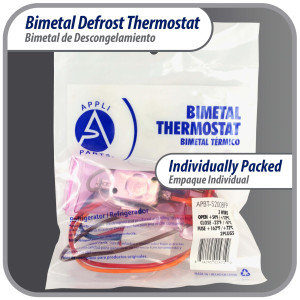 Appli Parts APBT-S2008FP Bimetal Thermostat Asian Type 3 Wire Open 54F Close 23F Fuse 162F Orange / Red / Brown, Model Reference BIM-2008 / Thermodisc