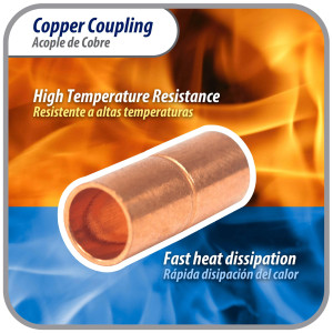 Appli Parts AP-A014 1/4 in Wrot Copper Coupling fitting CxC Sweat connections for refrigeration, air conditioning and plumbing applications ACR and Type L copper pipe