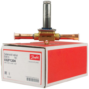 Danfoss 032F1204 Solenoid Valve 3/8 in ODF x 3/8 in ODF Normally Closed NC EVR 3
032F5084 replaces 032F7115